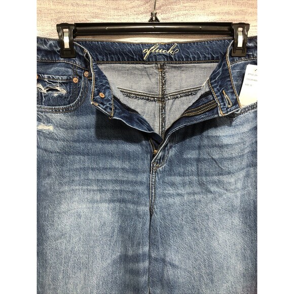 OfLuck Original Jeans Distressed Med Wash Wide Legs 100% Cotton Sz 16 NWT - Picture 4 of 7